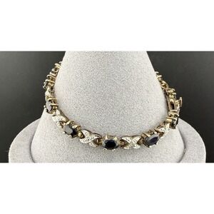 Ross Simons Tennis‎ Bracelet Sterling Silver Black Stones 7"